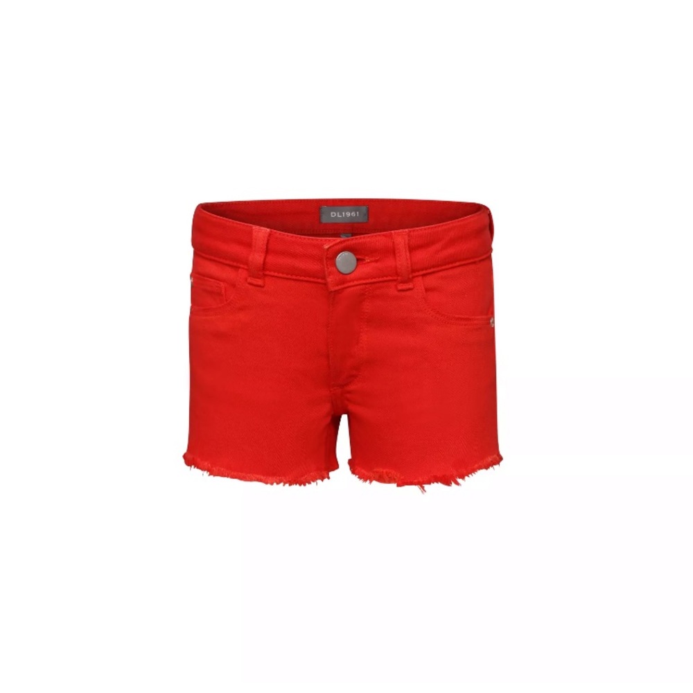 NWT DL1961 girls red frayed hem shorts, Lucy, 10